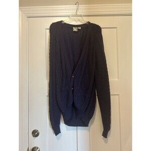 Vintage Appalachian Trail blue purple cable knit grandpa cardigan sweater large